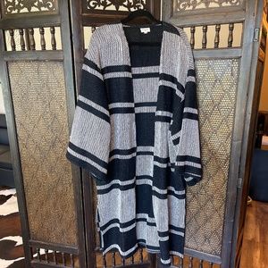 Women’s striped long sleeve open cardigan